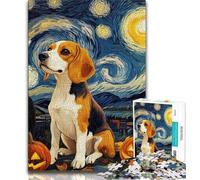 Jigsaw Puzzle 1000 Pieces for Teenagers Beagle at Night 1000 Pieces for Teenagers,Quiz Game Wall Decoration Unique Birthday And Xmas Gifts (size 38x26cm)