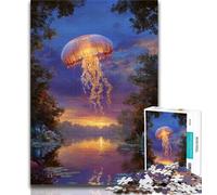 Jigsaw Puzzle 1000 Pieces for Teenagers Beautiful Jellyfish Teenager Jigsaw,Fun Games Every Piece Is Unique - Challenging Family Fun Game 75x50cm