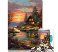Jigsaw Puzzle 1000 Pieces for Teenagers Beautiful Log Cabin Adult Jigsaw,Stress Reliever Difficult Challenge Secret Santa Gifts (size 75x50cm)