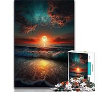 Jigsaw Puzzle 1000 Pieces for Teenagers Beautiful Sunset Teenager Puzzles,with Matching Poster And Trivia Sheet for Ages 14+ 38x26cm