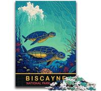Jigsaw Puzzle 1000 Pieces for Teenagers Biscayne Sea Turtles Puzzles for Teenagers,Family Game Stress Reliever Difficult Challenge Suitable for Couples (50x75cm)