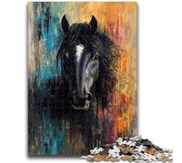 Jigsaw Puzzle 1000 Pieces for Teenagers Black Horse 1000 Piece Jigsaw,with Matching Poster And Trivia Sheet for Ages 14+ (75x50cm)