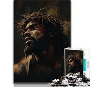 Jigsaw Puzzle 1000 Pieces for Teenagers Black Jesus Teenager Puzzles,with Matching Poster And Trivia Sheet for Ages 14+ 75x50cm