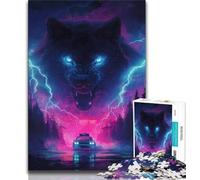 Jigsaw Puzzle 1000 Pieces for Teenagers Black Wolf Teenager Jigsaw,Fun Games Every Piece Is Unique - Challenging Family Fun Game 26x38cm
