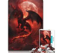 Jigsaw Puzzle 1000 Pieces for Teenagers Blood Moon Dragon Jigsaw,is Ideal As Gifts for The Whole Family Suitable for And 14 (size 38x26cm)
