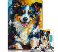 Jigsaw Puzzle 1000 Pieces for Teenagers Border Collie Adult Jigsaw,Stress Reliever Difficult Challenge Secret Santa Gifts (size 75x50cm)