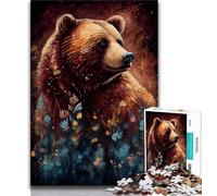 Jigsaw Puzzle 1000 Pieces for Teenagers Brown Bear Ink Painting Teenager Puzzles,Educational Toy Funny Family Games Unique Home Decor 75x50cm