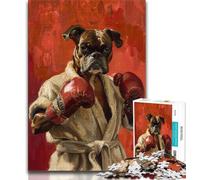 Jigsaw Puzzle 1000 Pieces for Teenagers Bulldog Boxing 1000 Piece Jigsaw,Decompressing Intellectual Educational Toy Birthday Gift (size 75x50cm)