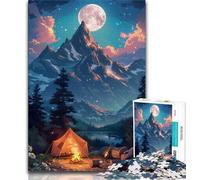 Jigsaw Puzzle 1000 Pieces for Teenagers Camping in The Wild 1000 Pieces for Teenagers,with Matching Poster And Trivia Sheet for And Age 14 Years Up 75x50cm