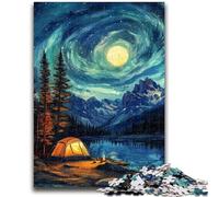 Jigsaw Puzzle 1000 Pieces for Teenagers Camping Under The Night Sky 1000 Piece Jigsaw,with Matching Poster And Trivia Sheet for Ages 14+ (75x50cm)