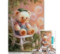 Jigsaw Puzzle 1000 Pieces for Teenagers Cartoon Teddy Bear Puzzles for Teenagers,Family Game Stress Reliever Difficult Challenge Suitable for Couples 38x26cm