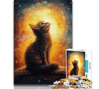 Jigsaw Puzzle 1000 Pieces for Teenagers Cat Looking Up at The Sky 1000 Piece Jigsaw,Challenging Game Toys Wall Decoration Unique Birthday And Xmas Gifts (size 75x50cm)