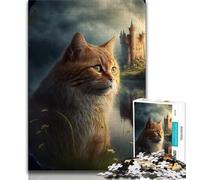 Jigsaw Puzzle 1000 Pieces for Teenagers Cats on Alien Planet Teenager Puzzles,with Matching Poster And Trivia Sheet for Ages 14+ 38x26cm