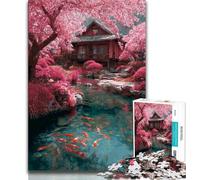 Jigsaw Puzzle 1000 Pieces for Teenagers Cherry Blossom Tree House Teenager Puzzles,Educational Toys & Games for Adults And Teenagers (size 38x26cm)