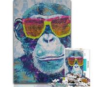 Jigsaw Puzzle 1000 Pieces for Teenagers Chimpanzee Wearing Glasses Teenager Puzzles,Educational Toys & Games for Adults And Teenagers (size 75x50cm)