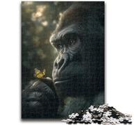 Jigsaw Puzzle 1000 Pieces for Teenagers Chimpanzees And Butterflies Teenager Jigsaw,for Educational Game Challenge Toy Unique Home Decor And Gifts (38x26cm)