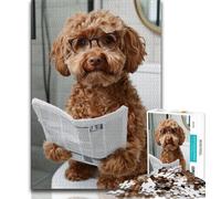 Jigsaw Puzzle 1000 Pieces for Teenagers Cocker Spaniel on The Toilet Puzzles for Teenagers,Family Game Stress Reliever Difficult Challenge Suitable for Couples 38x26cm