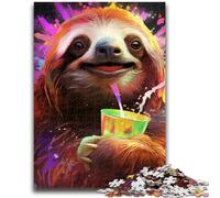 Jigsaw Puzzle 1000 Pieces for Teenagers Colorful Art Sloth 1000 Piece Puzzle,Interesting Stress Reduction Parent-child Interaction (26x38cm)