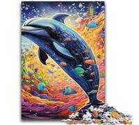 Jigsaw Puzzle 1000 Pieces for Teenagers Colorful Dolphins Teenager Jigsaw,for Educational Game Challenge Toy Unique Home Decor And Gifts (38x26cm)