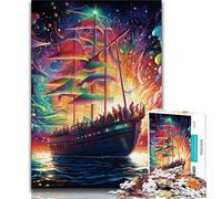 Jigsaw Puzzle 1000 Pieces for Teenagers Colorful Pirate Ship Jigsaw,is Ideal As Gifts for The Whole Family Suitable for And 14 (size 75x50cm)