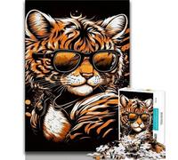Jigsaw Puzzle 1000 Pieces for Teenagers Cool Tiger Cub Teenager Puzzles,Educational Toy Funny Family Games Unique Home Decor 38x26cm