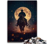 Jigsaw Puzzle 1000 Pieces for Teenagers Cowboys Under The Moon Puzzles for Teenagers,Fun Present & Activity for Home,Toy for Rainy Days (50x75cm)