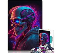 Jigsaw Puzzle 1000 Pieces for Teenagers Cyber Skull Jigsaw,is Ideal As Gifts for The Whole Family Suitable for And 14 (size 75x50cm)