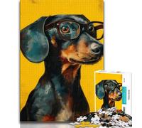 Jigsaw Puzzle 1000 Pieces for Teenagers Dachshund Wearing Glasses 1000 Pieces for Adults,Birthday Present, Gifts, Wall Art for Ages 14+ (size 38x26cm)