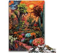 Jigsaw Puzzle 1000 Pieces for Teenagers Desert Plants Oil Painting Teenager Jigsaw,Stress Reliever Difficult Challenge Secret Santa Gifts (26x38cm)