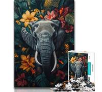 Jigsaw Puzzle 1000 Pieces for Teenagers Elephant Flowers Puzzles for Teenagers,Educational Games Home Decoration Suitable for Desktop Decoration (size 38x26cm)