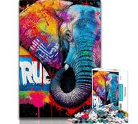 Jigsaw Puzzle 1000 Pieces for Teenagers Elephant Oil Painting 1000 Piece Jigsaw,Decompressing Intellectual Educational Toy Birthday Gift (size 38x26cm)