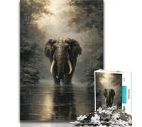 Jigsaw Puzzle 1000 Pieces for Teenagers Elephants in The Forest 1000 Pieces for Teenagers,Stress Reliever Difficult Challenge Home Decoration Toys 50x75cm