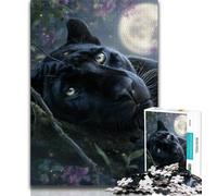 Jigsaw Puzzle 1000 Pieces for Teenagers Fantasy Black Panther Teenager Puzzles,with Matching Poster And Trivia Sheet for Ages 14+ 38x26cm