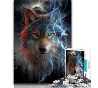 Jigsaw Puzzle 1000 Pieces for Teenagers Fantasy Flash Wolf Puzzles for Teenagers,Family Game Stress Reliever Difficult Challenge Suitable for Couples 38x26cm