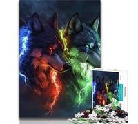 Jigsaw Puzzle 1000 Pieces for Teenagers Fantasy Wolf Puzzles for Teenagers,Family Game Stress Reliever Difficult Challenge Suitable for Couples 38x26cm