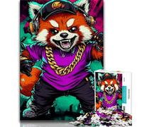 Jigsaw Puzzle 1000 Pieces for Teenagers Fashion Raccoon 1000 Pieces for Teenagers,with Matching Poster And Trivia Sheet for And Age 14 Years Up 75x50cm