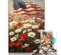 Jigsaw Puzzle 1000 Pieces for Teenagers Field of White Red Flowers 1000 Pieces for Teenagers,Stress Reliever Difficult Challenge Home Decoration Toys 26x38cm