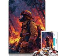 Jigsaw Puzzle 1000 Pieces for Teenagers Flame Firefighter Teenager Jigsaw,for Educational Game Challenge Toy Unique Home Decor And Gifts 26x38cm