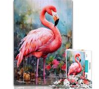 Jigsaw Puzzle 1000 Pieces for Teenagers Flamingo Flowers 1000 Pieces for Adults,Stress Reliever Difficult Challenge Secret Santa Gifts (size 75x50cm)