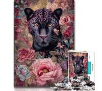 Jigsaw Puzzle 1000 Pieces for Teenagers Floral Black Panther Puzzles for Teenagers,Educational Games Home Decoration Suitable for Desktop Decoration (size 38x26cm)