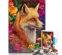 Jigsaw Puzzle 1000 Pieces for Teenagers Flower Fox 1000 Pieces for Adults,Birthday Present, Gifts, Wall Art for Ages 14+ (size 75x50cm)