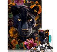 Jigsaw Puzzle 1000 Pieces for Teenagers Flowers Black Leopard Teenager Puzzles,Educational Toys & Games for Adults And Teenagers (size 38x26cm)