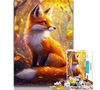 Jigsaw Puzzle 1000 Pieces for Teenagers Forest Fox 1000 Piece Puzzle,Interesting Stress Reduction Parent-child Interaction 38x26cm