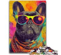 Jigsaw Puzzle 1000 Pieces for Teenagers French Bulldog Wearing Glasses 1000 Piece Jigsaw,with Matching Poster And Trivia Sheet for Ages 14+ (75x50cm)