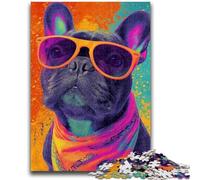 Jigsaw Puzzle 1000 Pieces for Teenagers French Bulldog Wearing Glasses Teenager Jigsaw,Stress Reliever Difficult Challenge Secret Santa Gifts (50x75cm)