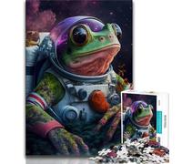 Jigsaw Puzzle 1000 Pieces for Teenagers Frog Space Astronaut 1000 Pieces for Adults,Stress Reliever Difficult Challenge Secret Santa Gifts (size 75x50cm)