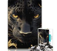 Jigsaw Puzzle 1000 Pieces for Teenagers Golden Black Panther 1000 Pieces for Adults,Vibrant And Unique Design Relaxing & Challenging Puzzle Experience (size 38x26cm)