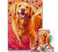 Jigsaw Puzzle 1000 Pieces for Teenagers Golden Retriever And Fallen Leaves 1000 Pieces for Adults,Stress Reliever Difficult Challenge Secret Santa Gifts (size 38x26cm)