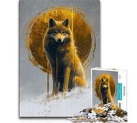Jigsaw Puzzle 1000 Pieces for Teenagers Golden Wolf Teenager Jigsaw,for Educational Game Challenge Toy Unique Home Decor And Gifts 26x38cm