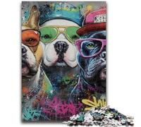 Jigsaw Puzzle 1000 Pieces for Teenagers Graffiti Pug Teenager Jigsaw,for Educational Game Challenge Toy Unique Home Decor And Gifts (38x26cm)